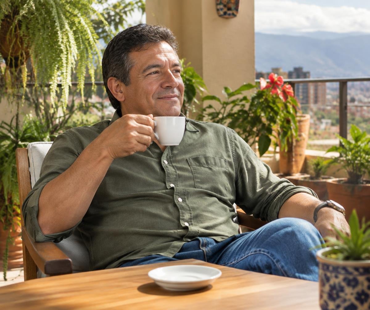 Propietario disfrutando un café con tranquilidad