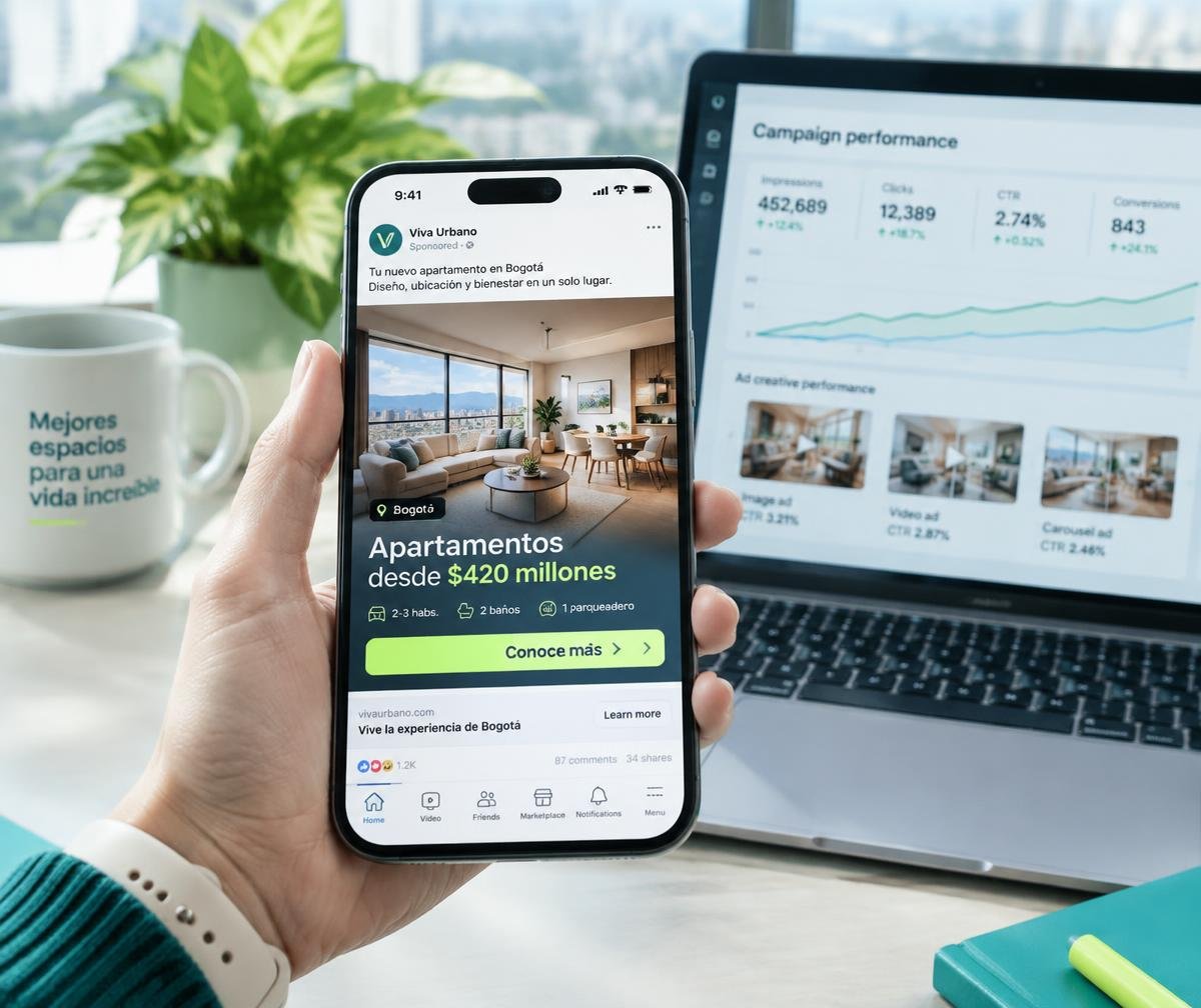 Anuncio inmobiliario en un celular